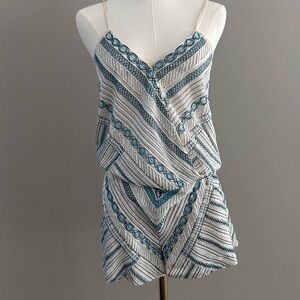 Parker Harrison beaded White/Blue Romper, NWT, size XS
